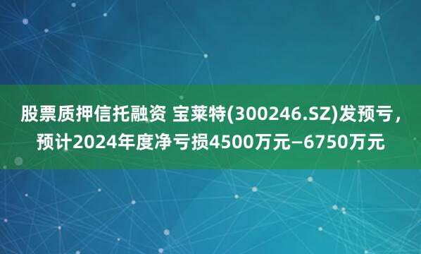 股票质押信托融资 宝莱特(300246.SZ)发预亏，预计2024年度净亏损4500万元—6750万元