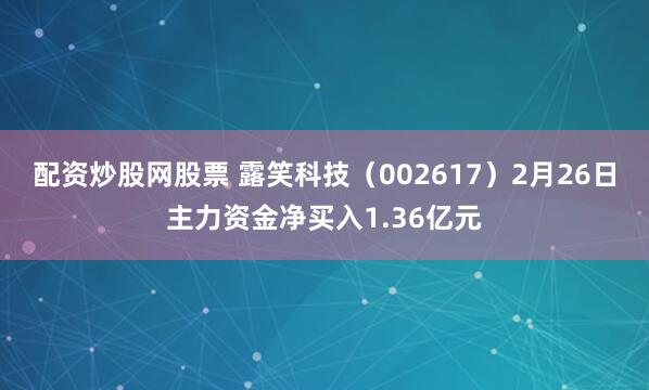 配资炒股网股票 露笑科技（002617）2月26日主力资金净买入1.36亿元