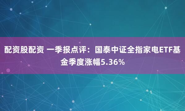 配资股配资 一季报点评：国泰中证全指家电ETF基金季度涨幅5.36%