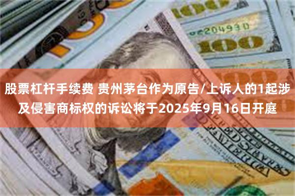 股票杠杆手续费 贵州茅台作为原告/上诉人的1起涉及侵害商标权的诉讼将于2025年9月16日开庭