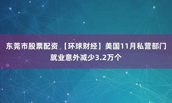 东莞市股票配资 【环球财经】美国11月私营部门就业意外减少3.2万个